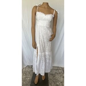 Jane Wood Paris White Dress Size 34 Boho Eyelet